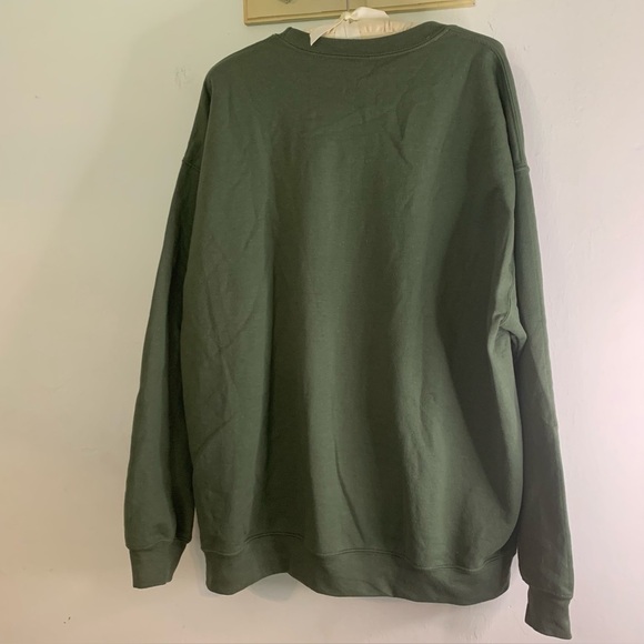 Gildan XL Olive Green Wildflower Graphic Sweatshirt Crew Neck Pullover - Picture 8 of 9
